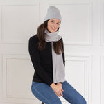 MENIQUE 100% Merino Wool Womens Ribbed Beanie & Scarf Merino 2-Piece