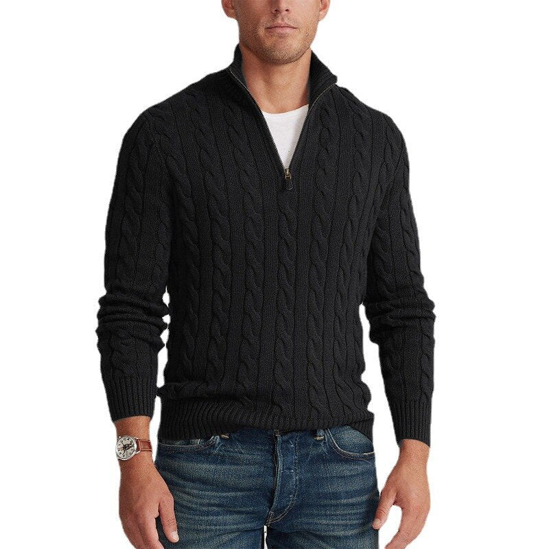 Riverside Coast Zipper Knit 100% Cotton Mens Sweater | Hypoallergenic - Allergy Friendly - Naturally Free