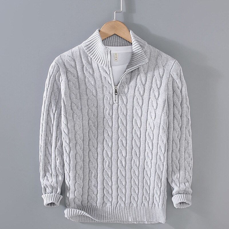 Riverside Coast Zipper Knit 100% Cotton Mens Sweater | Hypoallergenic - Allergy Friendly - Naturally Free