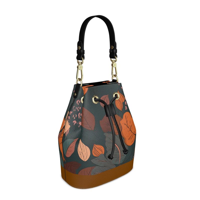 Rustic Leaf 100% Leather Bucket Bag | Hypoallergenic - Allergy Friendly - Naturally Free