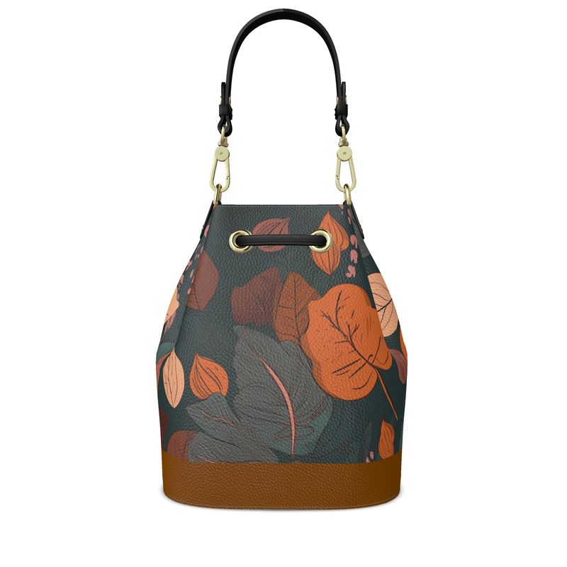 Rustic Leaf 100% Leather Bucket Bag | Hypoallergenic - Allergy Friendly - Naturally Free