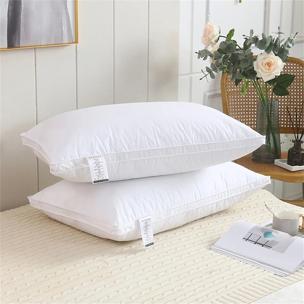 White Coral 1Pcs 100% Cotton Pillow With Goose Down Filling