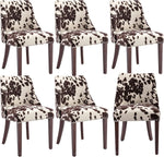 Dining Chairs Set of 4 Mid Century Modern Living Room Chairs with Wood Legs Upholstered Linen Fabric Side Chair for Kitchen