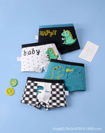 4PCS/Set Baby Boys Cartoon Print Underwear For 1-13Years Kids Double Layer Antibacterial Panties Children Cotton Boxers