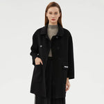 CAIXINGLE 2023 New Women's Coat Autumn and Winter Warm Pure Wool Woolen Coat Fashion Big Pocket Doll Collar Commuter Top