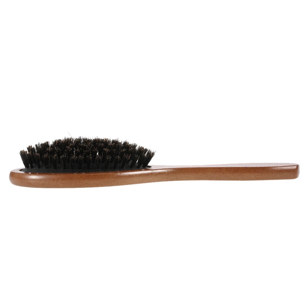 Natural Boar Bristle Hair Brush Women Comb Oval Anti-static Paddle Hair Extension Brush Scalp Massage Beech Wooden Handle