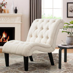 1Pc Natural Oasis Linen Accent Chair for Bedroom Living Room Lounge with Wood Legs