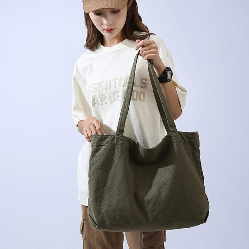 Olive Green Shopper Bag Cotton Womens Tote Bag