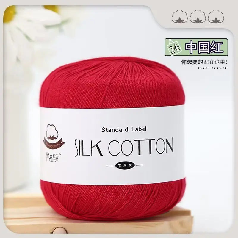 Lace Thread Silk Cotton Thread Pure Hand-woven Doll Material Package Crochet Wool Ball Worsted Silk Cotton 100%