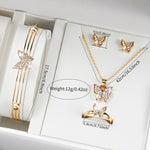 5PCS/Set Women Watches Diamond Butterfly Jewelry Set Gold Plastic Band Quartz Watch