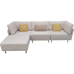 Golden Pear L-Shaped 4 Seat Cotton Linen Sofa with Pillows