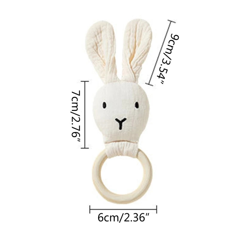 Forest Animals Rabbit Wood Cotton Baby Teether