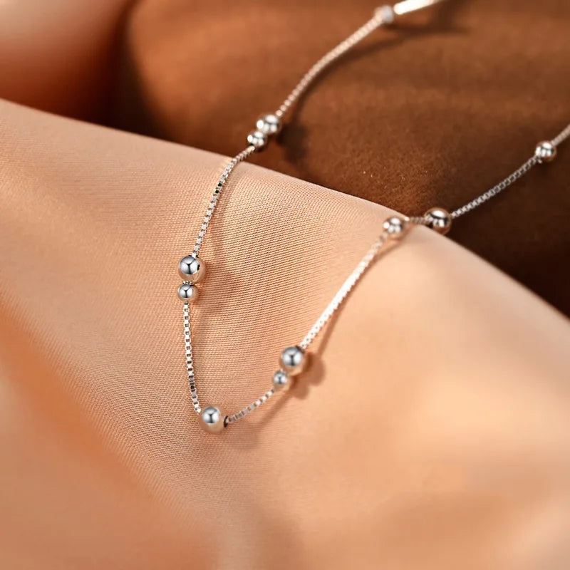 1Pc Geometric Round Bead 925 Sterling Silver Ankle Bracelet