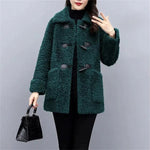 Women's New Middle-Aged And Elderly Cashmere Thickened Imitation Lamb Wool Overcoat Female Winter Grain Wool Middle Long Coat