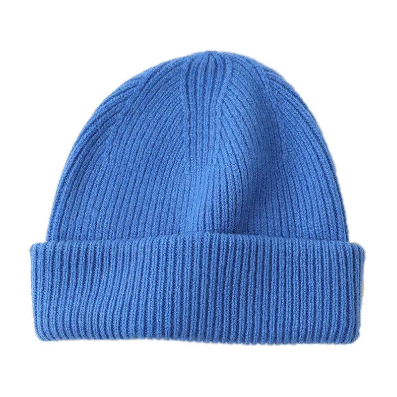 Knitted 100% Pure Real Wool Hats anf Cap for Women Men Unisex Solid Winter Warm Wool Hats Men Thicken Woolen Skullies Beanies