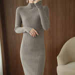 Snow White Long Sleeve Knit Sweater Cashmere Womens Dress