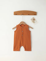 Kale Leaf Sleeveless Cotton Linen Boys & Girls Romper