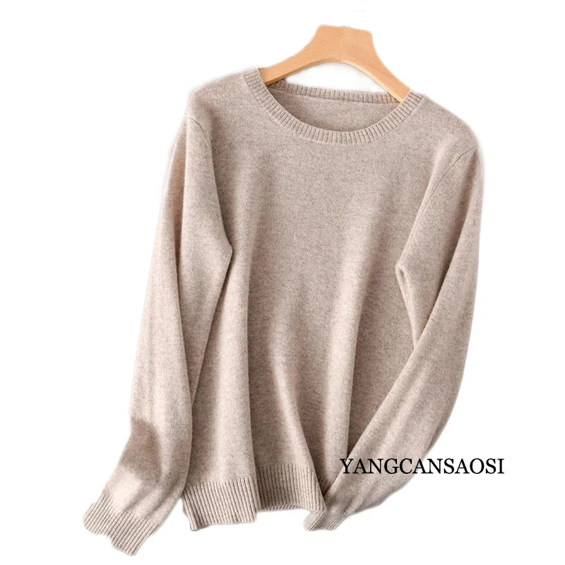 Women's Round Neck Cashmere Sweater Base Layer Underneath Sweater Sweater Women's and Winter New Style