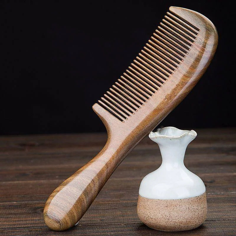 Natural Handmade Sandalwood Hair Comb Anti-Static Hair Detangler Wooden Combs Fine Wide Tooth Wood Comb for Men, Women, Kids