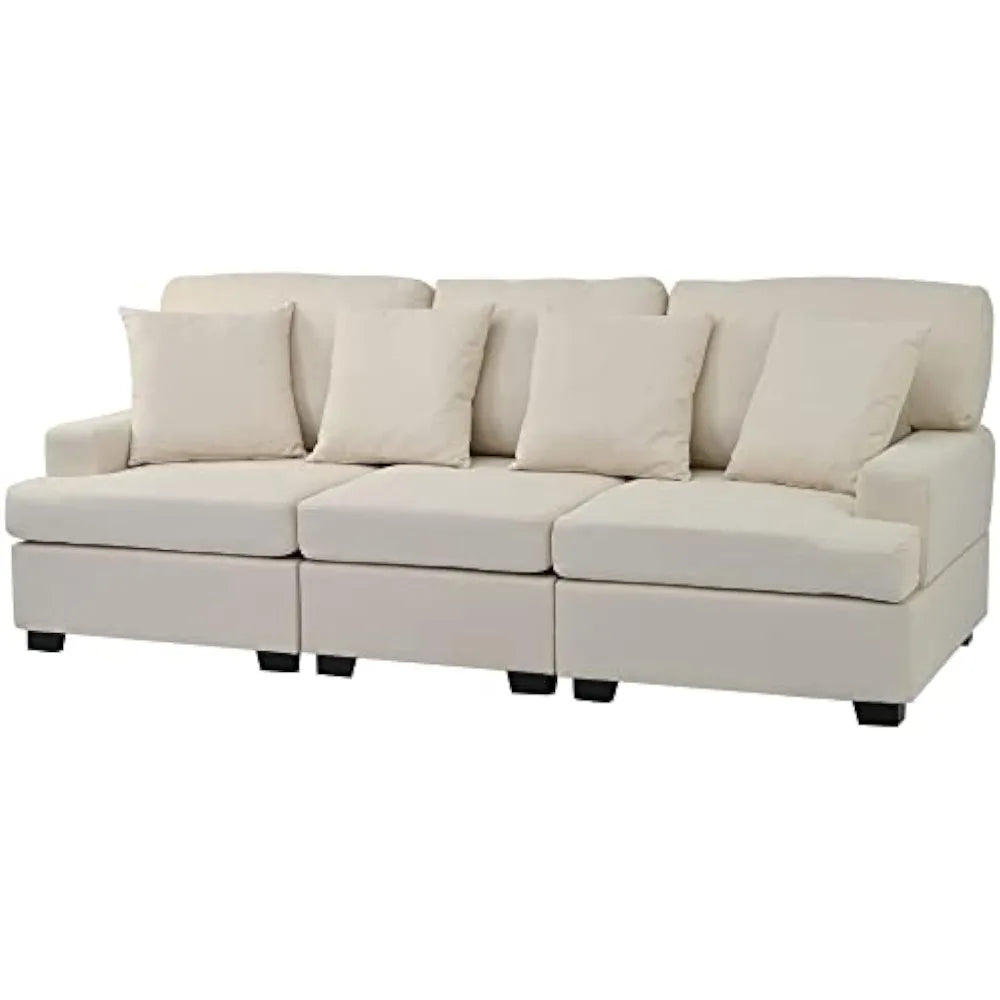 Ivory Sands Cotton Sofa With 4 Pillows