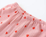 Red Hearts Cotton Womens Pajama Set