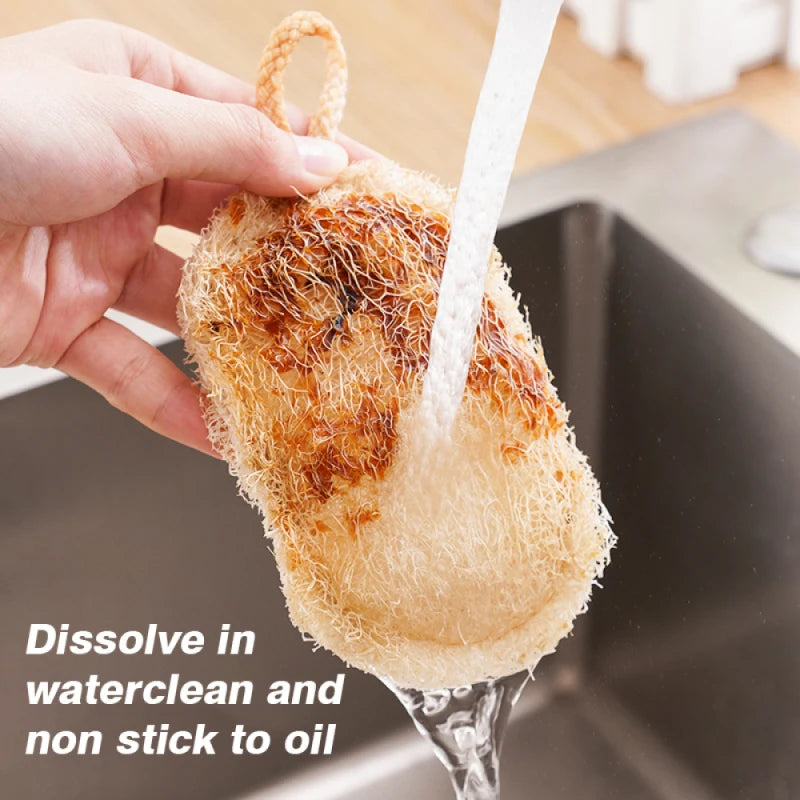 Natural Luffa Dish Towel Washing Cloth Sponge Loofah Scrub Pad Dish Pot Oil Stain Removing Scrubber Kitchen Clean Brushes Pad