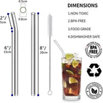 8Pcs Reusable Colored Heat Resistant Borosilicate Glass Straws With Cleaning Pipes