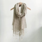 Desert Breeze Plaid 100% Linen Womens Scarf