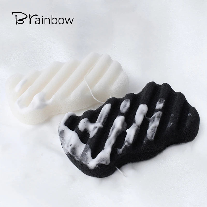 Brainbow Face Washing Sponge Konjac Wash Face Puff Large Foaming Deep Cleansing Horny Belt Lanyard Makeup Cleansing Puff