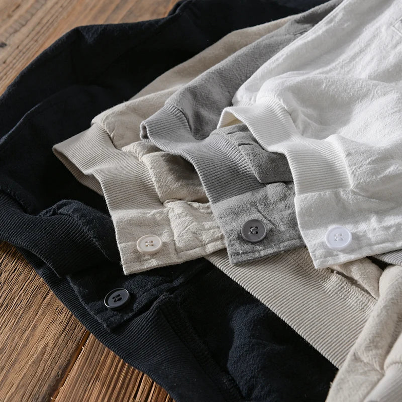 Natural Hues Hooded Linen Cotton Mens Jacket