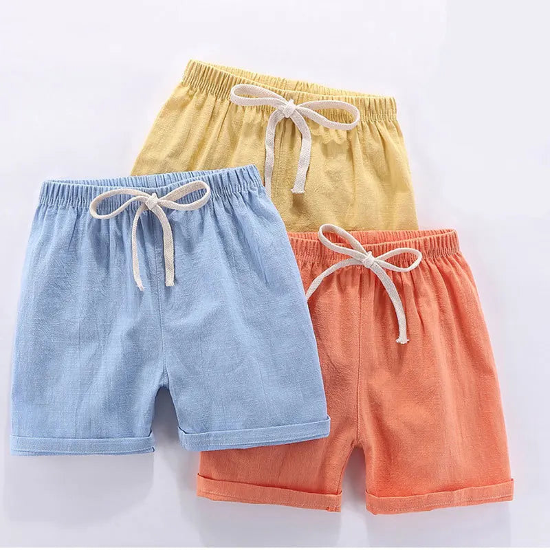 Summer Horizon Drawstring Linen Cotton Boys Shorts
