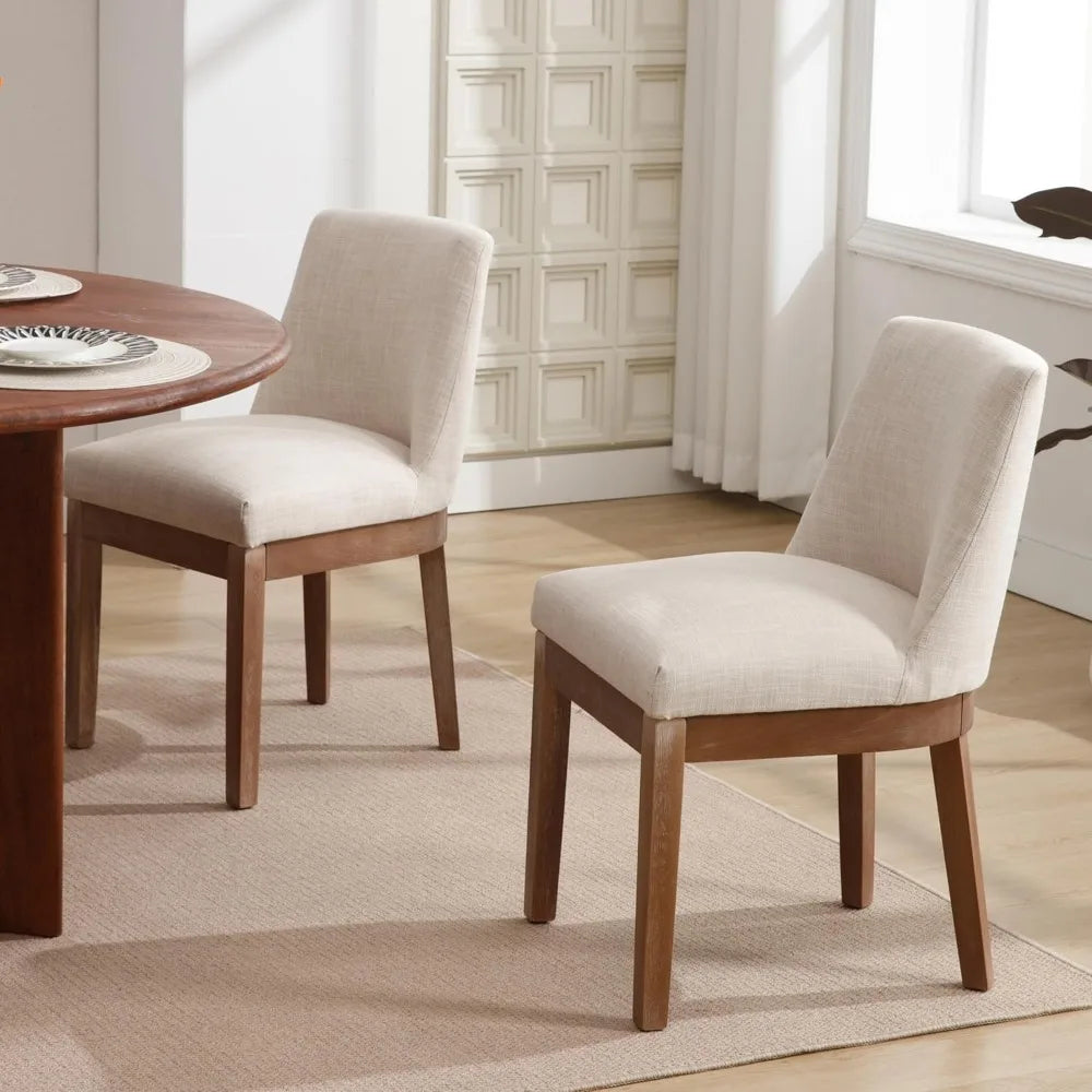 Modern Dining Linen Wood Chairs Set