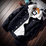 Winter Fleece-lined Denim Jacket Men's Slimming Cotton Coat Top Thickened Sheep Fleece Lining Casual Scene