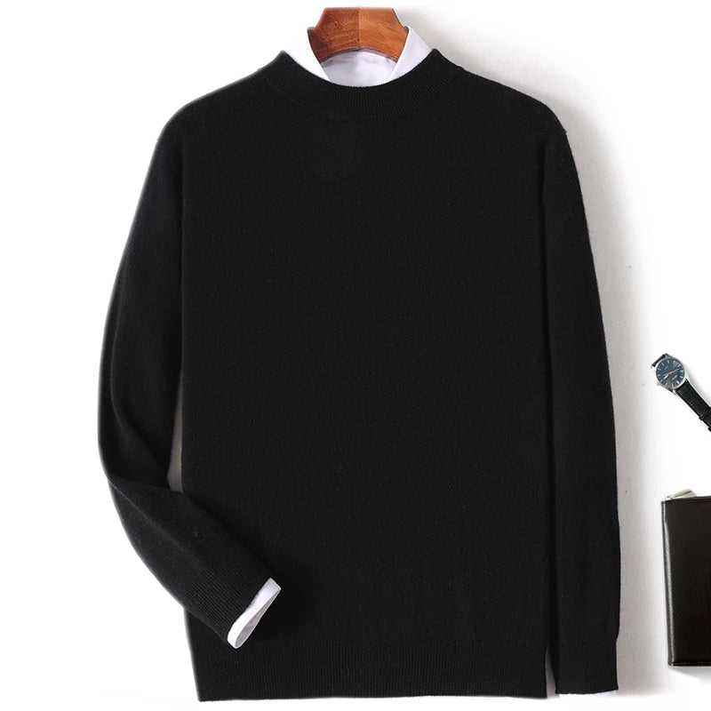 Men Fall winter 100% cashmere pullover Loose fashion cashmere sweater men's half turtleneck pullover warm bottom knit shirt