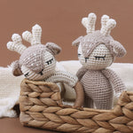 Forest Deer Crochet 2Pcs Non-Toxic Wood Cotton Baby Teether