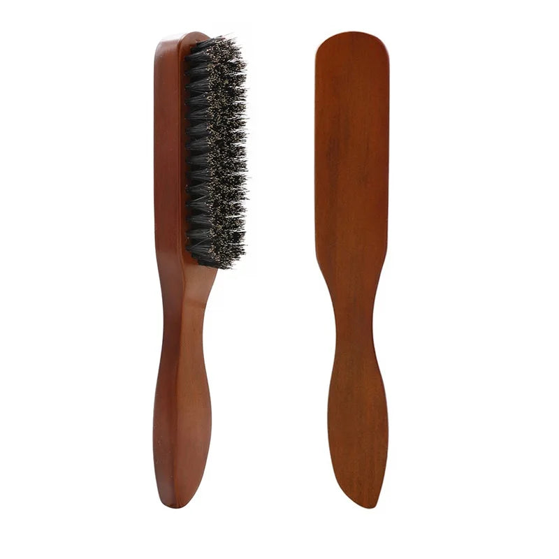 Professional Soft Boar Bristle Wood Beard Brush Hairdresser Shaving Brush Comb Men Mustache Comb Kit With Gift Bag Hair Comb Set