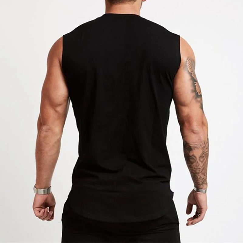 Cotton Gym Clothing Mens Workout Sleeveless Shirt Bodybuilding Tank Top Fitness Sportswear Mens Vests Muscle Singlets Tanktop