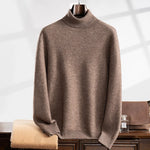 Air layer autumn and winter new 100% cashmere men's lapel sweater loose fashion pullover slim warm knit solid color long sleeve