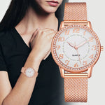 Exquisite Gem Quartz Stainless Steel Womens Watch