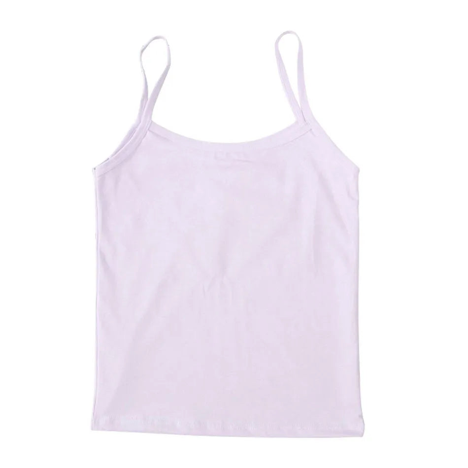 Girls Development Period Solid Color Cotton Soft Breathable Underwear Vest Girls Anti ExposureSafety Underwear Girl Vest