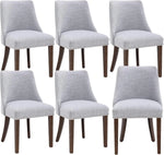 Dining Chairs Set of 4 Mid Century Modern Living Room Chairs with Wood Legs Upholstered Linen Fabric Side Chair for Kitchen