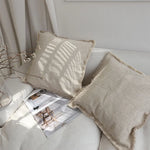 Natural Hues 1Pcs Fringed Couch 100% Cotton Pillow Cover