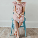 Pink Dahlia Bamboo Linen Girls Dress