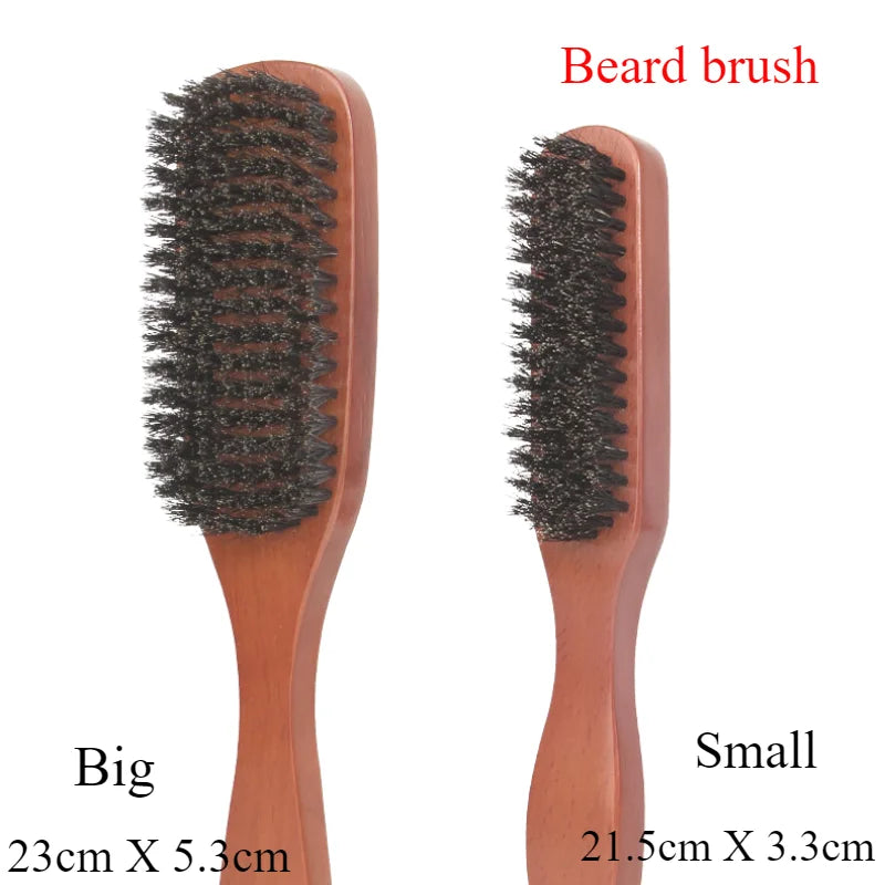 Professional Soft Boar Bristle Wood Beard Brush Hairdresser Shaving Brush Comb Men Mustache Comb Kit With Gift Bag Hair Comb Set