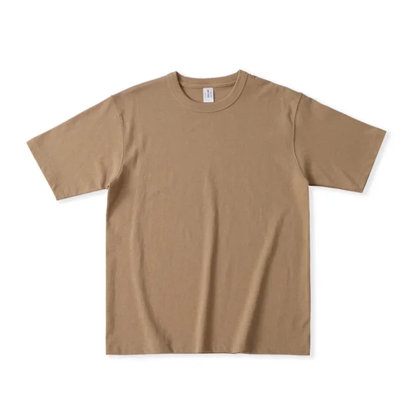 310g Cotton American Rough Three Needle T-shirt 100% Cotton Heavyweight Solid Color Seamless Barrel Woven Short Sleeved T-shirt