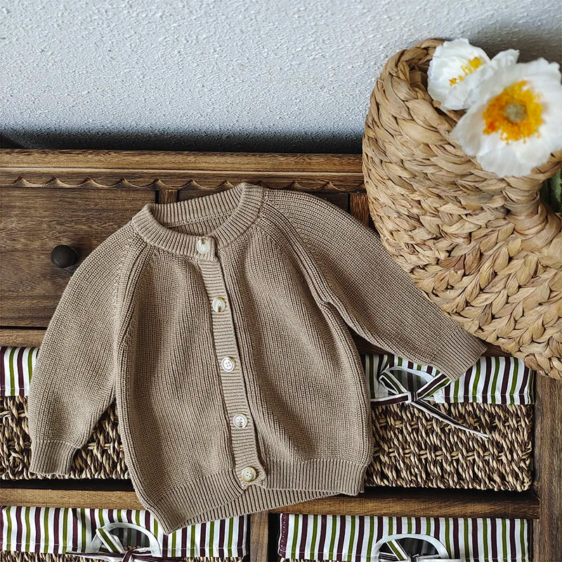 Sand Desert Knit Cotton Baby Sweater & Shorts Set