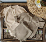 Sand Desert Knit Cotton Baby Sweater & Shorts Set