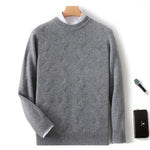 Men's 100% merino wool round neck cashmere sweater thick warm sweater long sleeve business casual pullover in autum