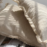 Natural Hues 1Pcs Fringed Couch 100% Cotton Pillow Cover