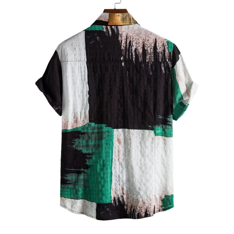 Abstract Art Cotton Linen Mens Shirt